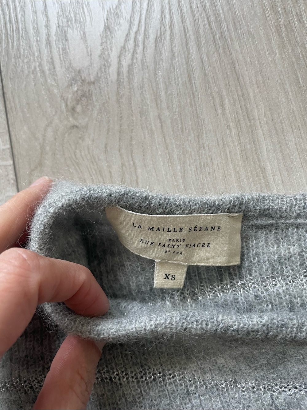 Sézane Gaspard Cardigan, Mottled grey with a silver stripe, XS - Picture 4 of 10